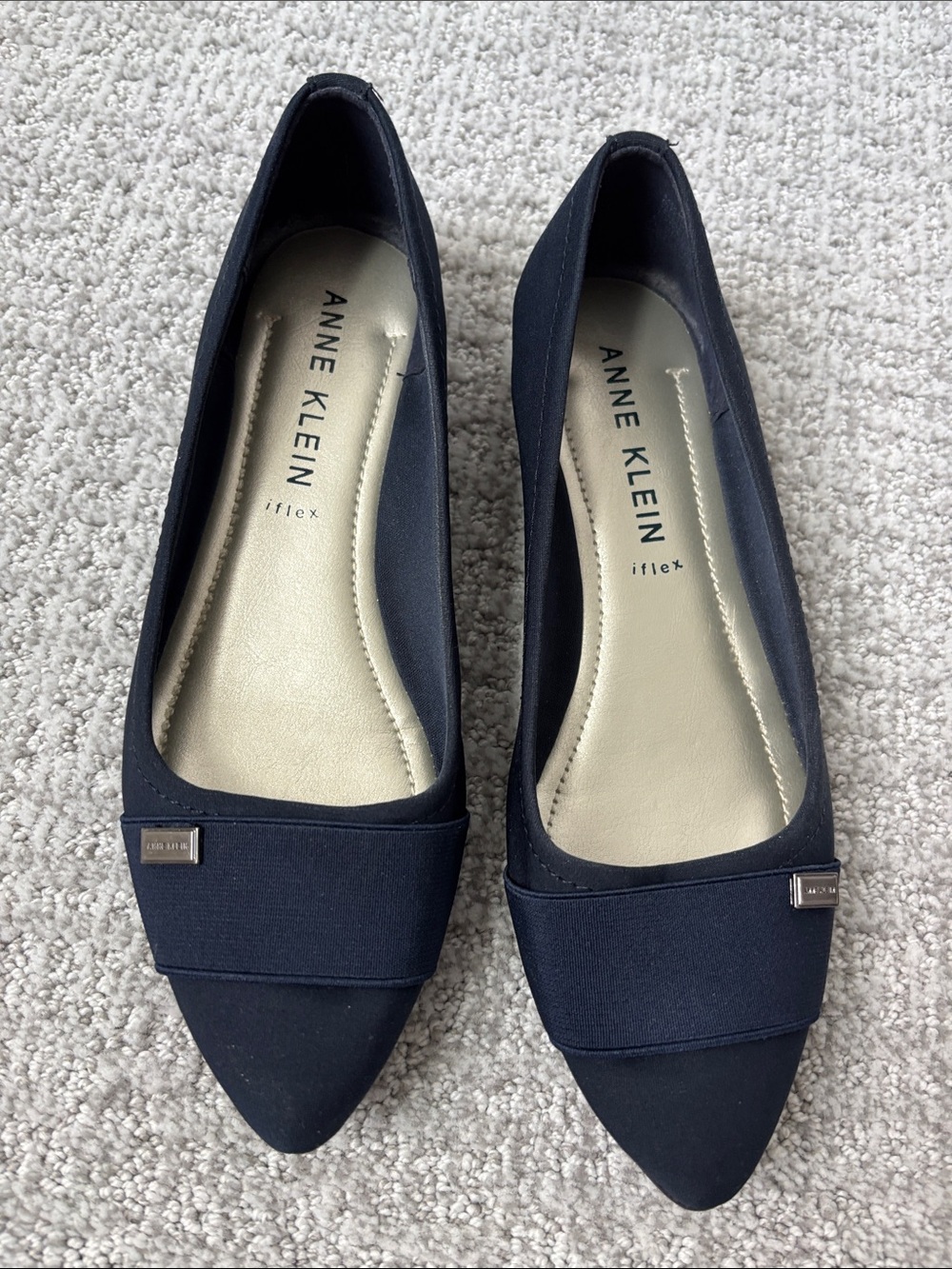 Anne Klein iFlex Navy Fabric Pointed Ballet Flats 7.5M